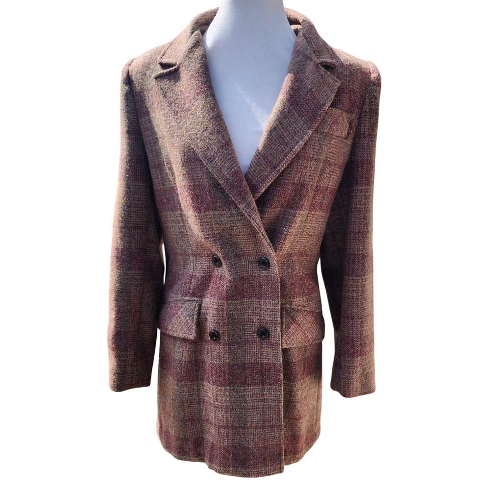 Vintage Swingles Plaid Wool Double Breasted Longline Blazer Jacket Winter Glam